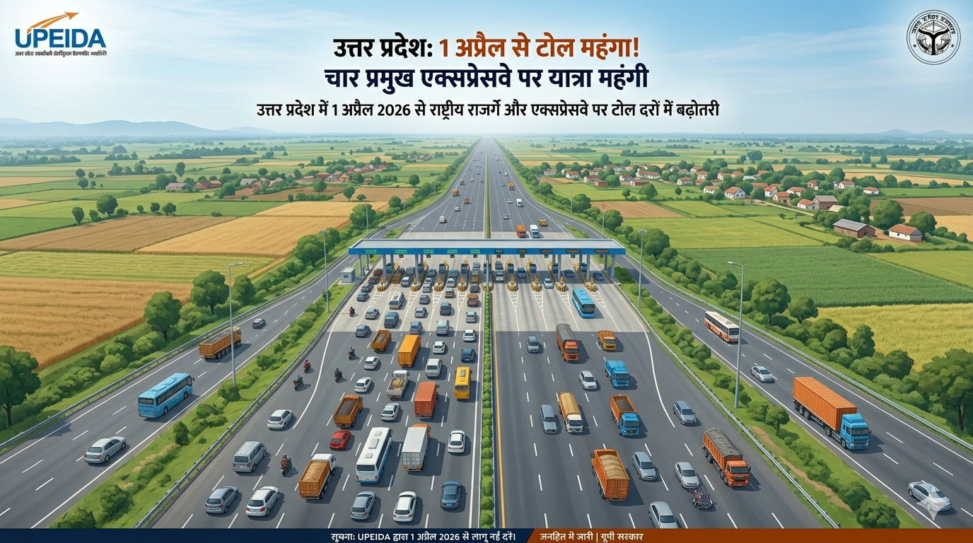 उत्तर प्रदेश में एक्सप्रेसवे और राष्ट्रीय राजमार्गों पर टोल दरों में बढ़ोतरी, यात्रियों पर होगा भारी असर