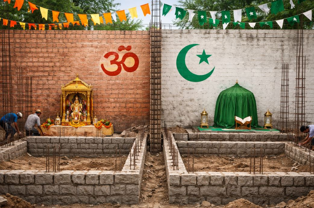एक ही दीवार पर मंदिर-मस्जिद की नींव, भाईचारे की मिसाल कायम