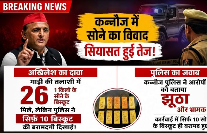 कन्नौज में सोना’ बना सियासी विस्फोट, अखिलेश यादव के आरोप पर कन्नौज पुलिस का जवाब
