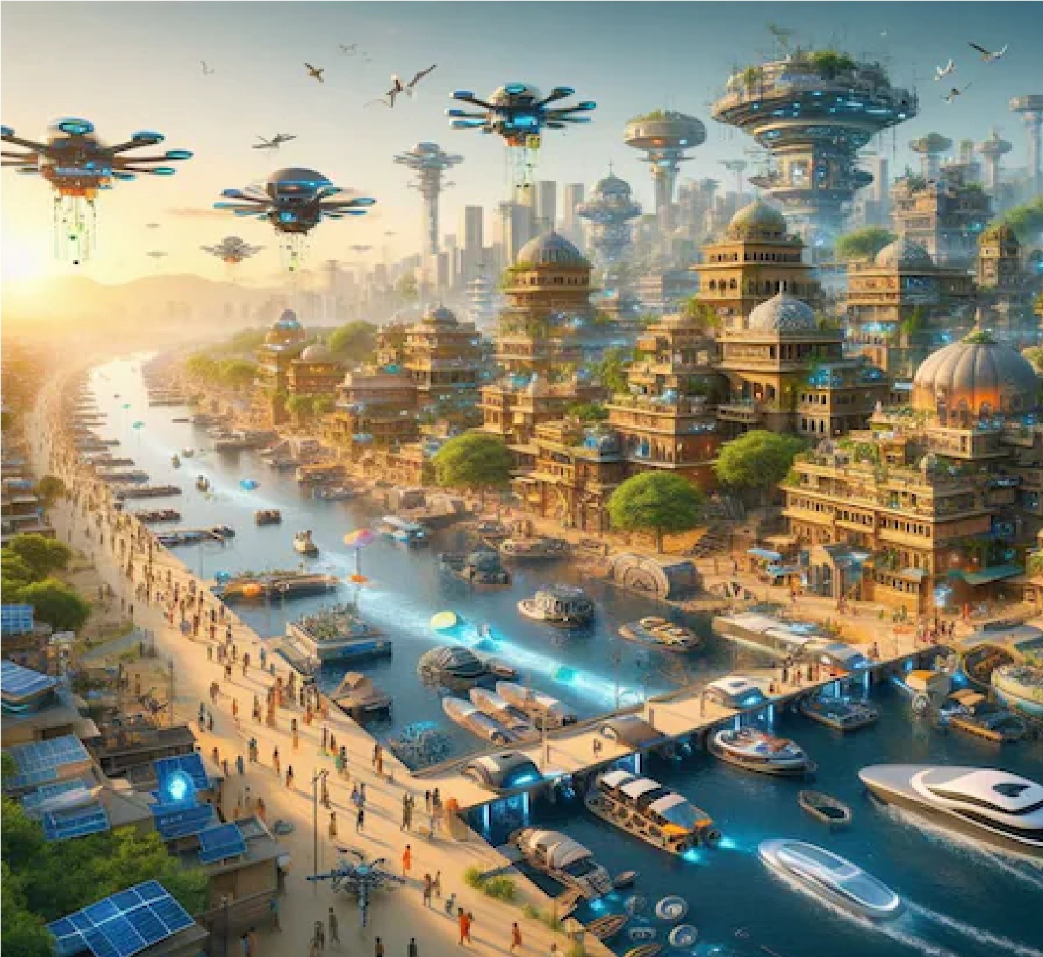 New Delhi: Photos हाईटेक बोट, बड़ी इमारतें, 2050 में ऐसा दिखेगा वाराणसी, दिखाया फ्यूचर AI ने