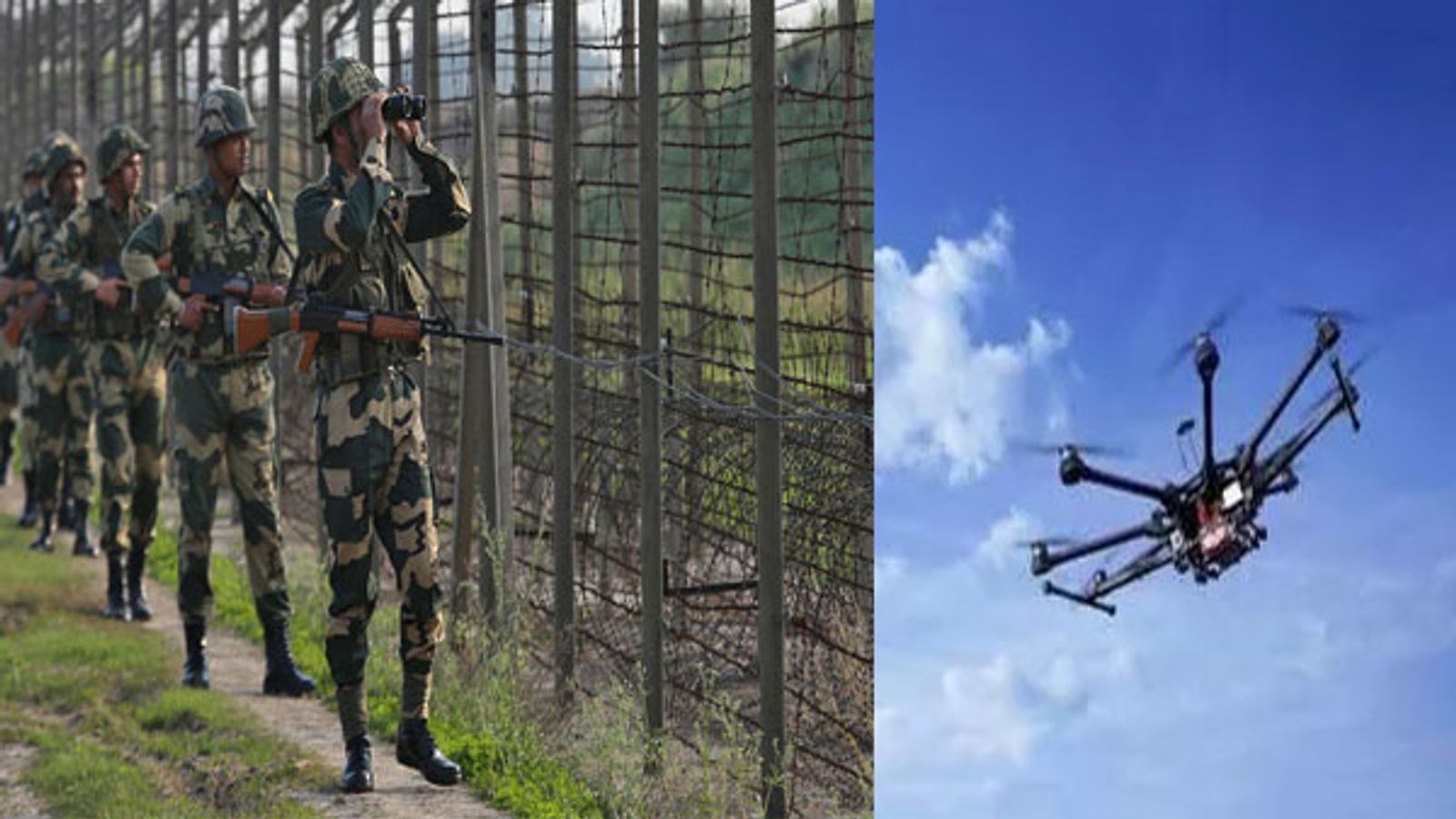 भारत पाकिस्तान सीमा पर दिखा ड्रोन फायरिंग में बीएसएफ ने मार गिराया