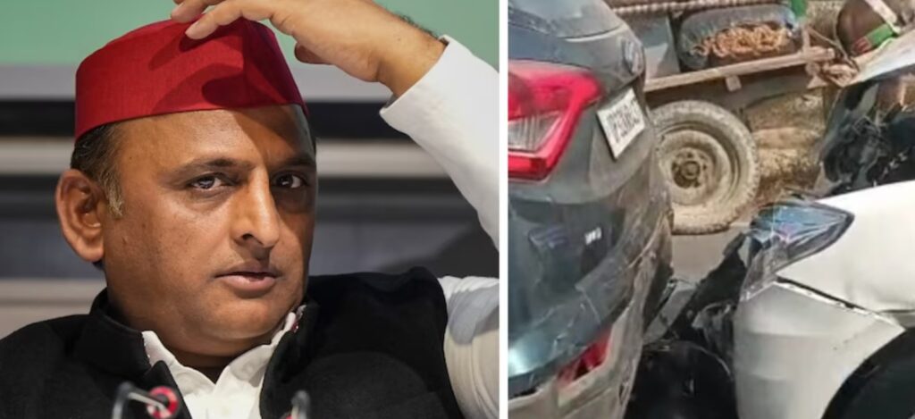 Akhilesh Yadav के काफ‍िला में चार गाड़ियां आपस में टकराईं, कई लोग जख्मी