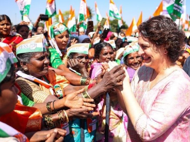 बेंगलुरु: प्रियंका गांधी की ‘ना नायकी’ रैली:राज्य में सत्ता में आने पर परिवार की महिला मुखिया को 2000 रुपए महीना देने का ऐलान